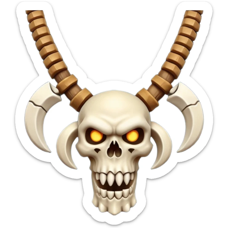 barbarian necklace object icon, necklace made of bones and fangs, rugged tribal jewelry, 3D cartoon, mobile game icon style, centered, clean background, no text, no watermark sticker