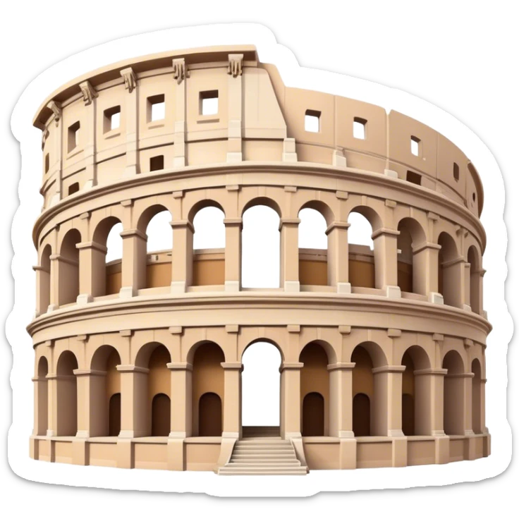 Cinematic Realistic Colosseum Landmark Emoji, depicted as the ancient Roman amphitheater rendered with dramatic architectural detail and dynamic lighting. sticker