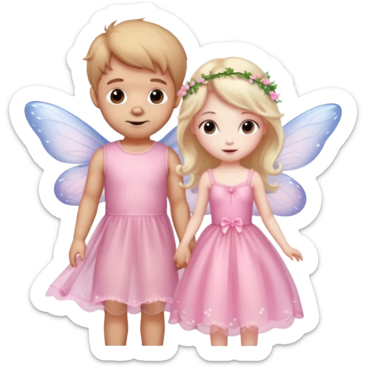 Teddy and fairy as a couple fairy in pink dress sticker