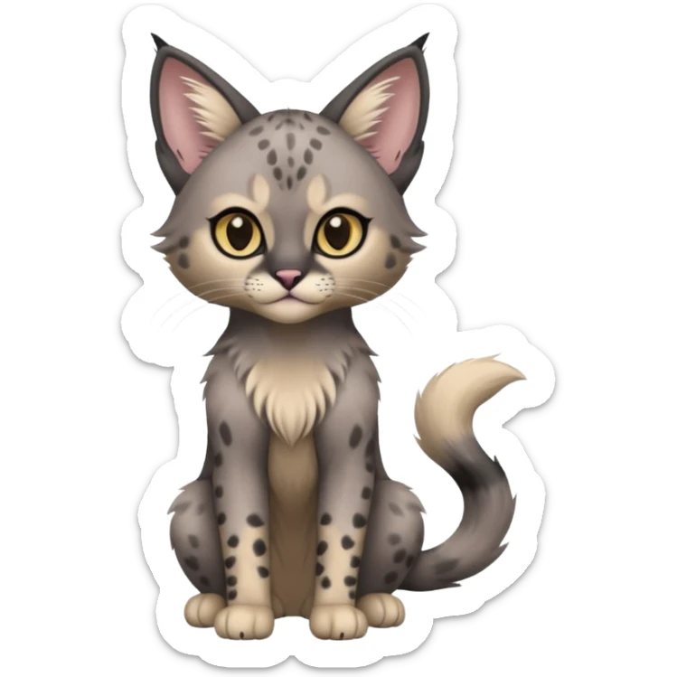 Dark Edgy Cute Pastel Ragdoll-Caracal-Cheetah-Fakémon-Lykoi-feline-hybrid (full body) sticker