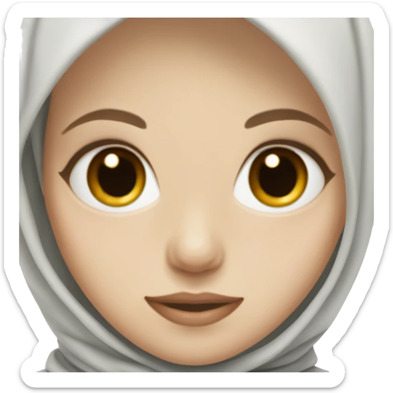 A pale girl with a black hijab and light brown eyes sticker