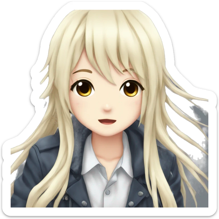 Anime girl long hair anime boy kissing rain sticker