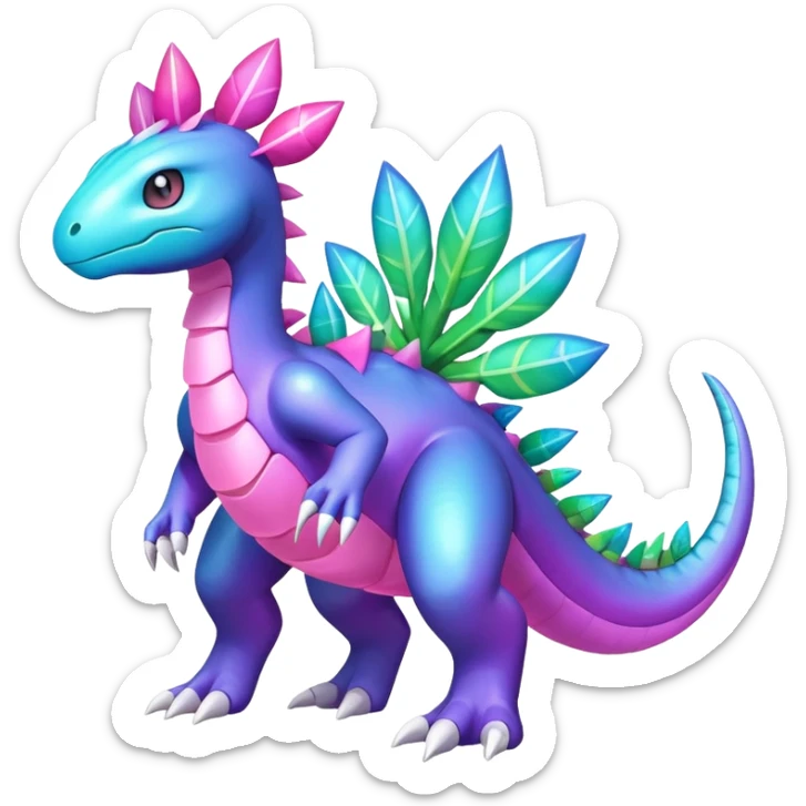 Shiny Colorful Iridescent Meganium-Amaura-fakemon (full body) sticker