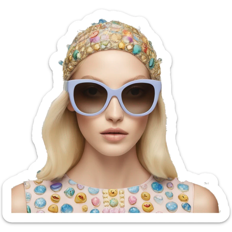 Dolce and Gabbana sunglasses with colourful pastel ornament print and golden detais  sticker