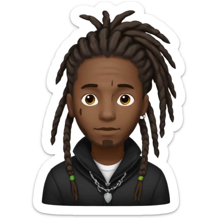 black male with dreads and a birthmark on his left cheek playboi carti in black clothing sticker