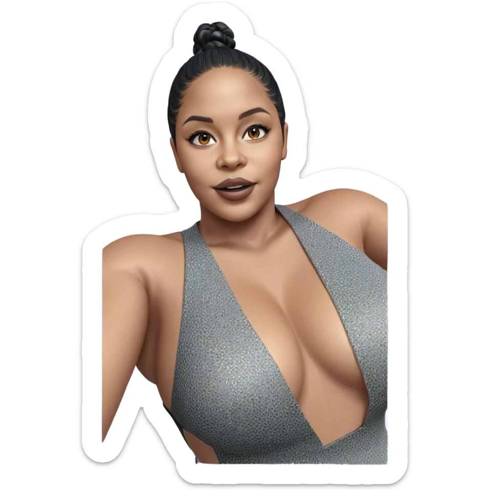 realistic girl in black dress sticker