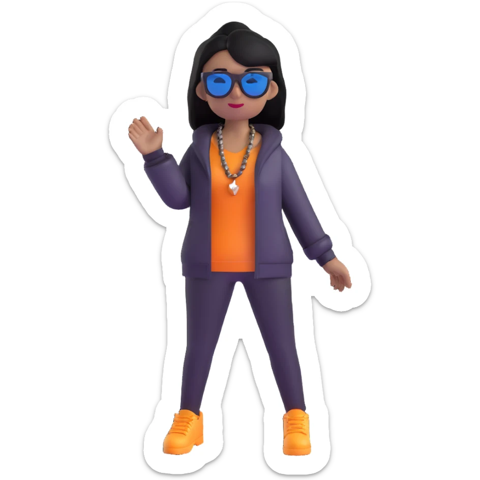 Roblox baddie girl with sunglasses and stylish clothes sticker