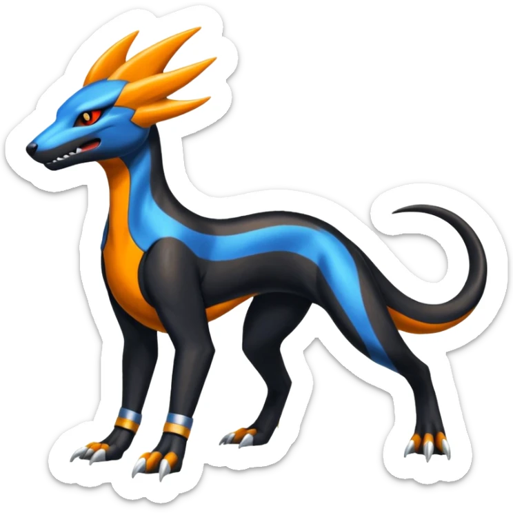 Shiny 4-legged Salandit-Electrike-Amaura-Houndoom-Zeraora-fusion, full body sticker