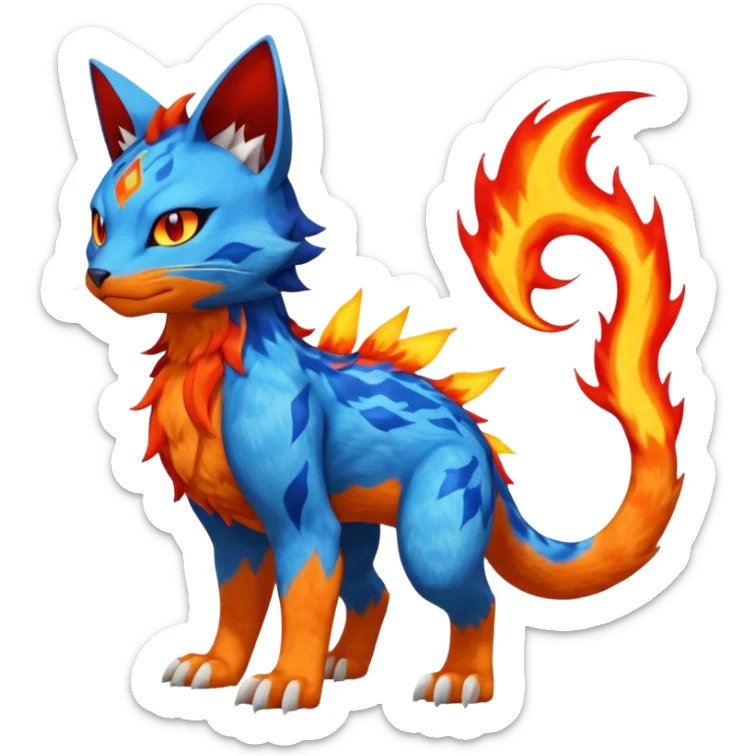 Litten-Gabite-Veemon-Digimon-Peppercat-Pokémon-Flamedramon-fusion-animal-hybrid-creature, Full body  sticker