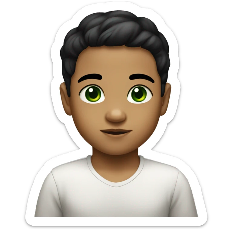 small cute baby with tan skin green eyes and black hair sticker