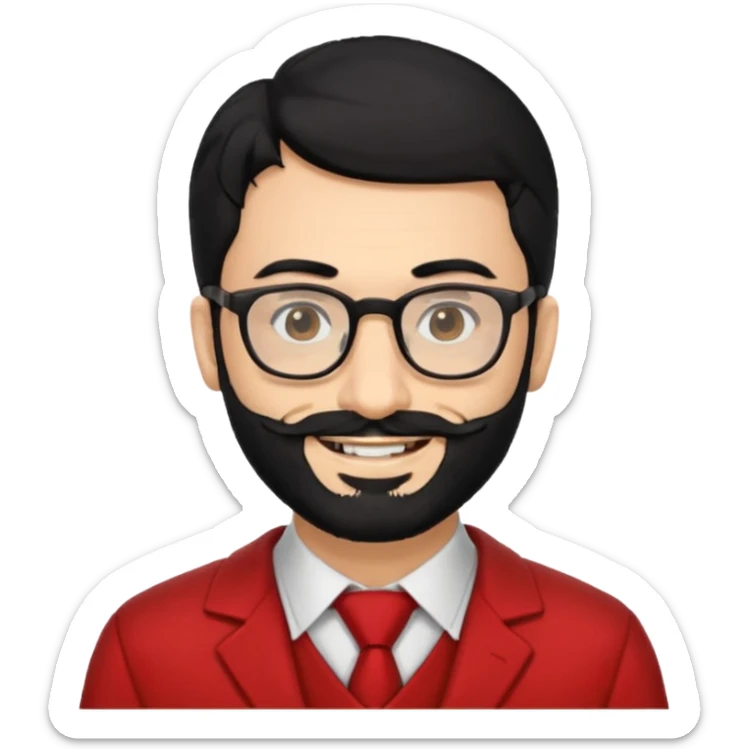 Professor in the la casa de papel TV show, with black hair and beard sticker