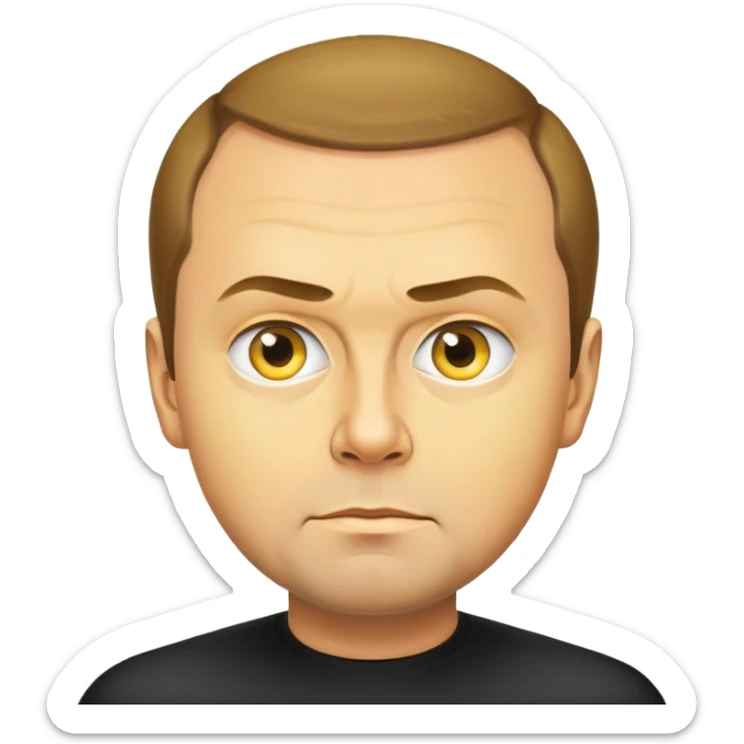 photorealistic portrait of Dmitry Medvedev as an emoji, round yellow face, very detailed and realistic, serious look sticker