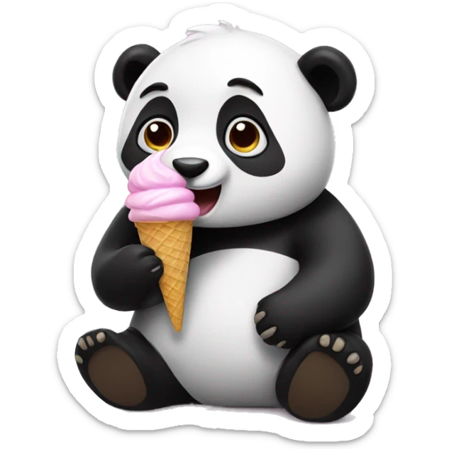 Panda eating ice cream sticker