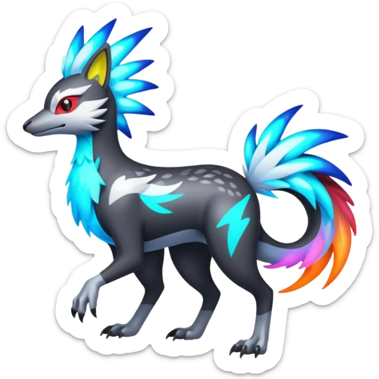 Neon Vibrant Pulsating Trail-glowing Chromatic Trico-Silvally-fusion-hybrid sticker
