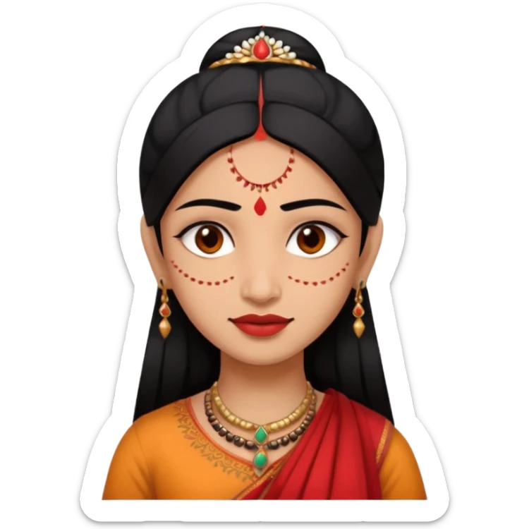 mache ienen inder miot roten punkt auf stirn schwarze haare und braune haut sticker