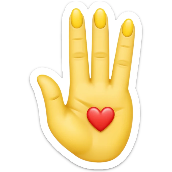 Yellow middle finger emoji with a small heart on the middle fingers nail. Other fingers should remain in the yellow tone sticker