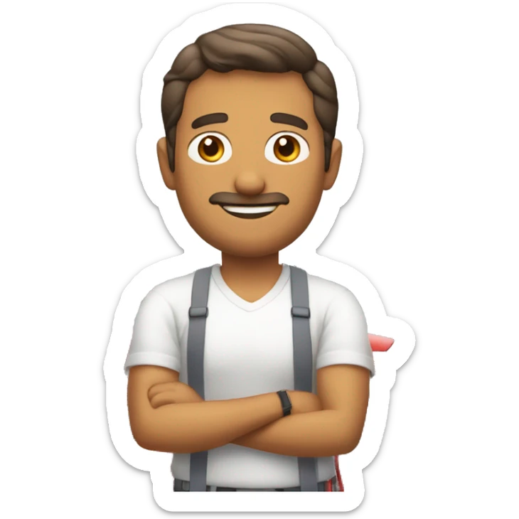 padre español con pelo castaño, conduce el coche para llevar a su familia de vacaciones sticker