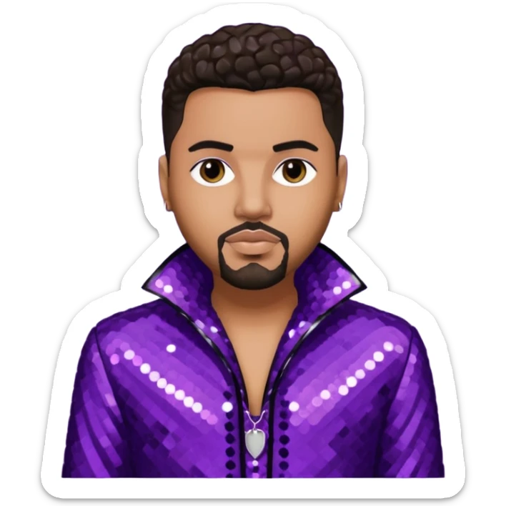 Al B. Sure, R&B Singer with dark brown hair, dark purple sequin outfit sticker