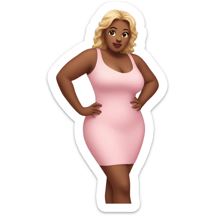 social media influencer with curvaceous body and light pink clothing sticker