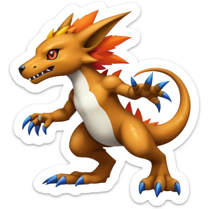 cool edgy badass colorful fantasy animal-Digimon-Fakemon full body sticker