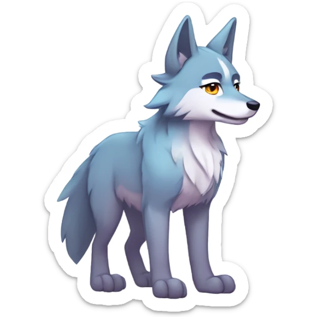 Colorful Shiny Fionbri-Falvie-sparkle-wolf-sona full body flat color sticker