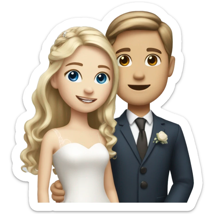 Blonde hair blue eyes girl with brown hair hazel eyes boy getting married  sticker