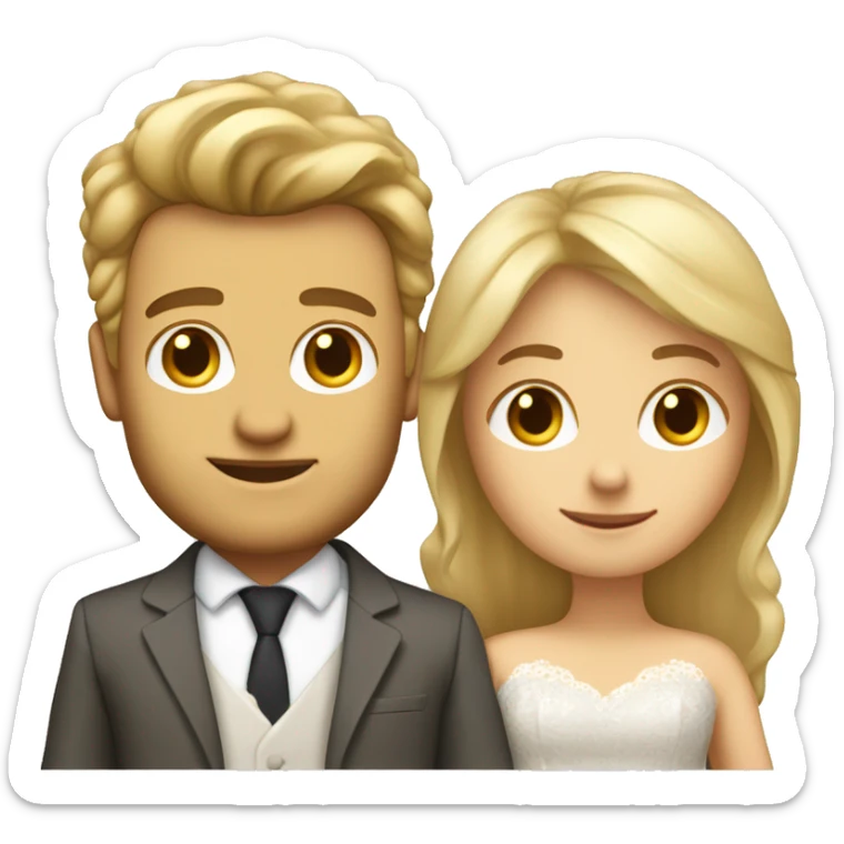 Blonde Frau lange Haare und Mann mit Anzug braune Haare und Bart heiraten sticker