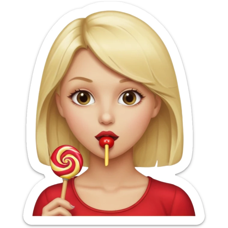 A xxx naked blonde female sucking on a lollipop seductively with nice tits sticker