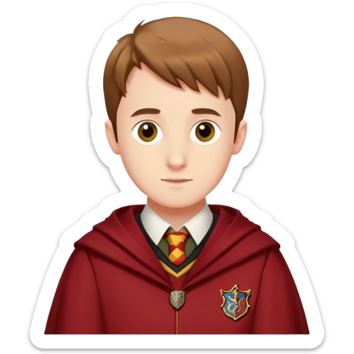 sean biggerstaff is Oliver Wood  in harry potter, wear hogwarts gryfindor uniform sticker