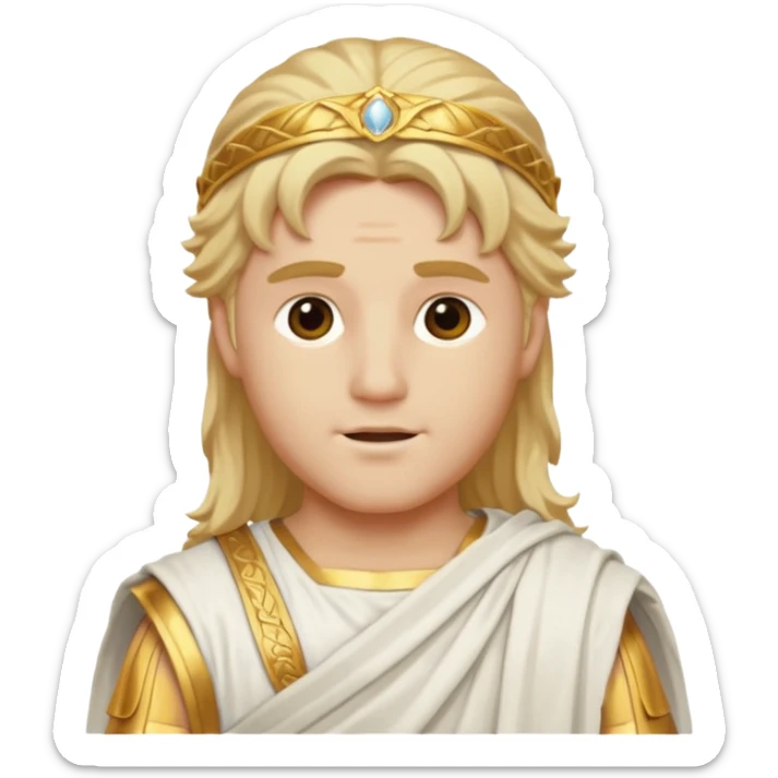 Apollo, God of Light from Gods and Goddesses with long golden blonde hair, white outfit sticker