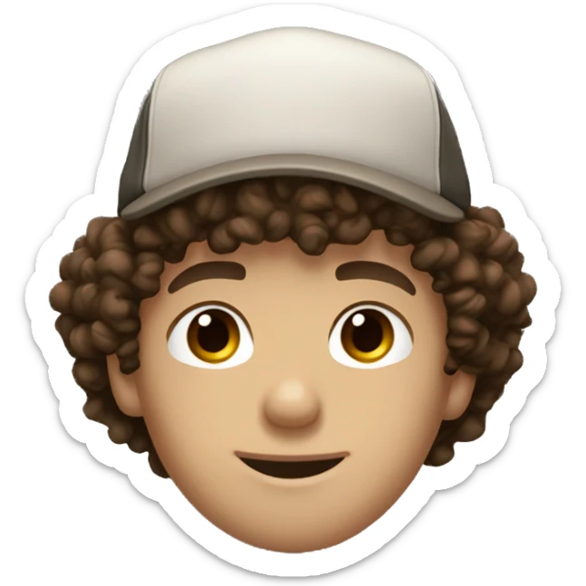 brunette white boy curly hair freckles and trucker hat brown eyes sticker
