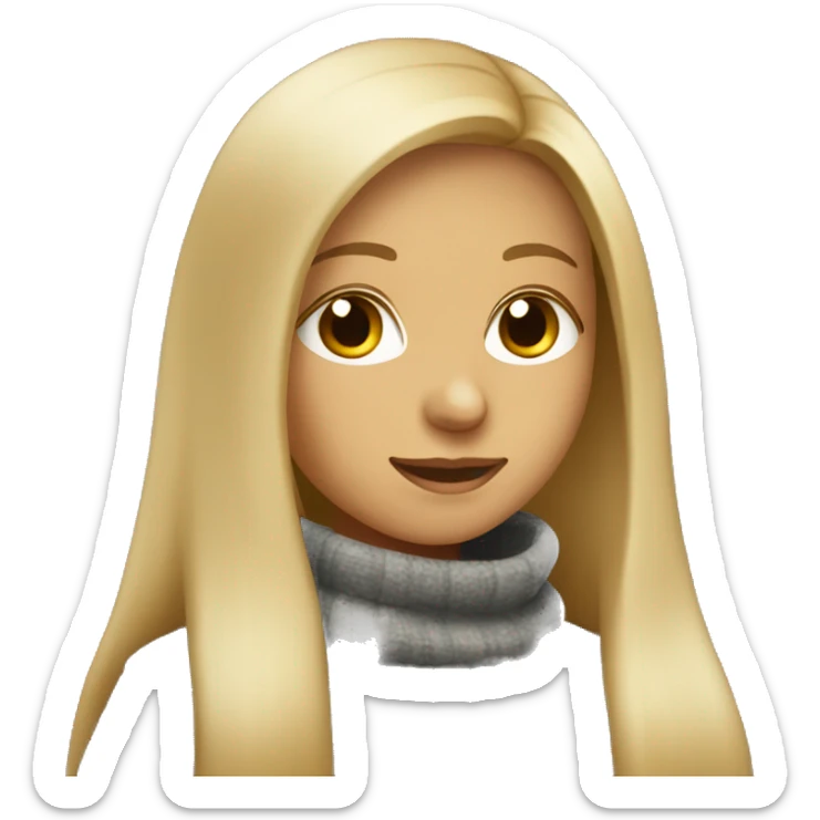 Girl with long blonde hair wearing a turtleneck poncho celebrating  sticker