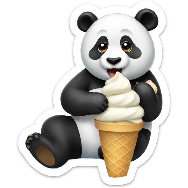 Panda eating ice cream sticker