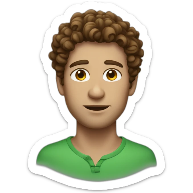 Man with curly brown hair freckles and green eyes sticker
