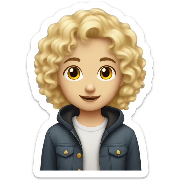 curly blondy girl with yellow eyes kissing boy with dark hair and skin with brown eyes sticker