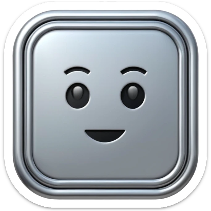 A futuristic microchip emoji made of polished silver chrome, minimal circuit details, smooth metallic surface, soft lighting, iOS emoji style, centered, clean white background sticker
