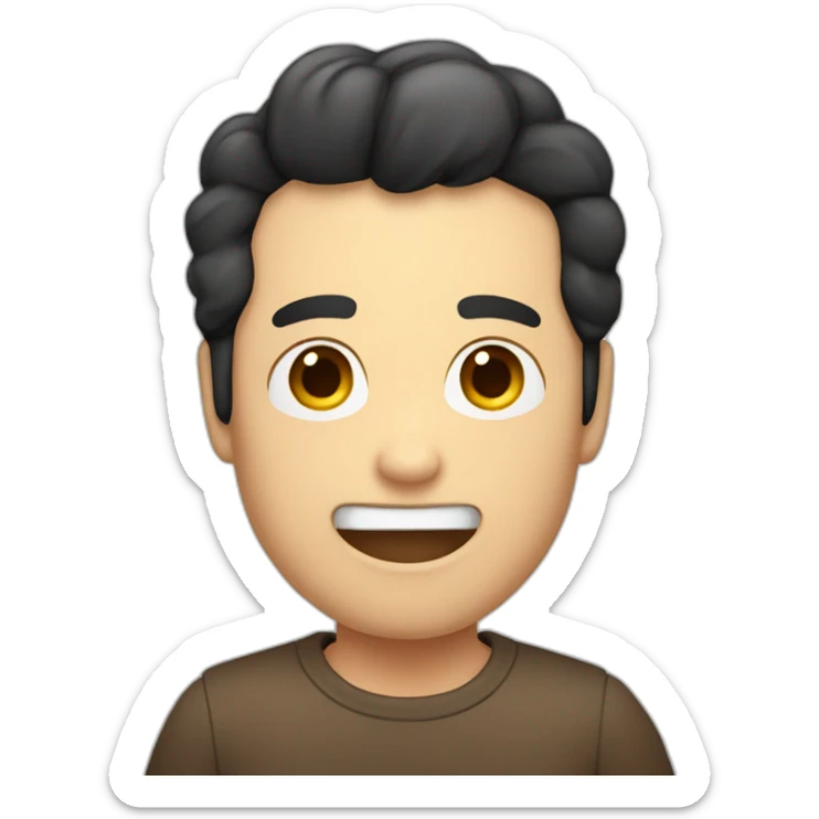 Kawai face men with dark hair with a sausage in the mouth sticker