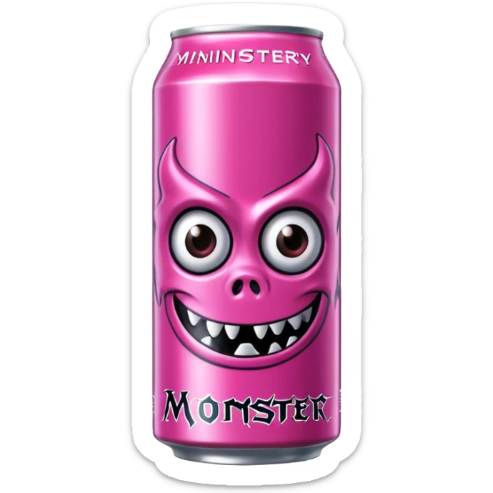 Pink monster energy drink with the logo of original monster company energy drink do not add the face in it just normal monster can  sticker