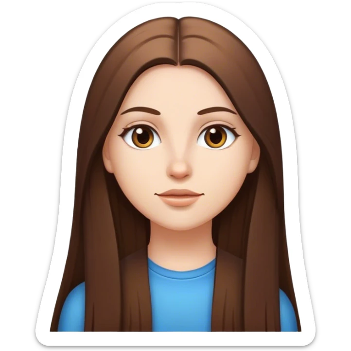 White girl with long straight hair and The color of her hair Is brown sticker