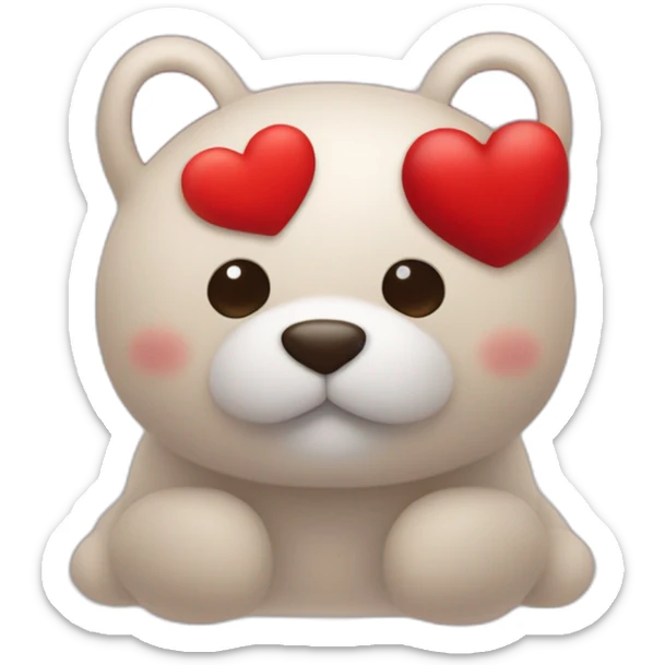 Un doudou qui fait un câlin à un cœur rouge  sticker