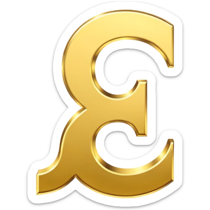 Currency symbol for the money "Fcoins" letter F in gold sticker