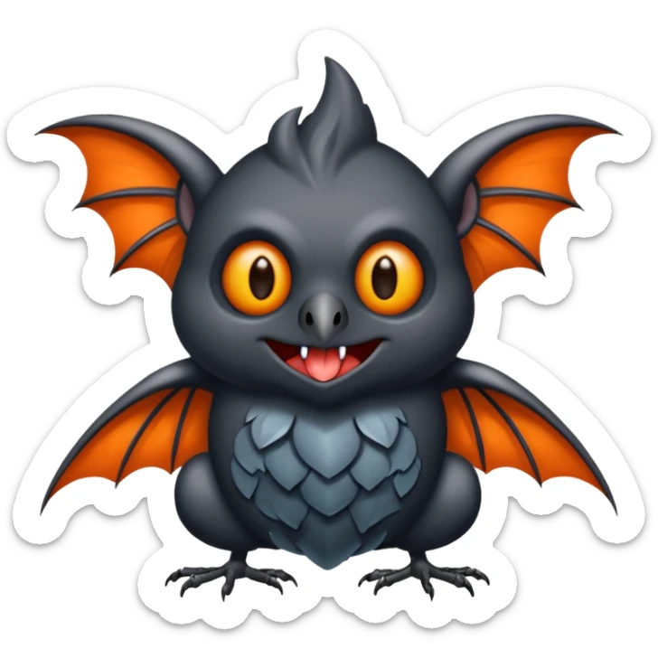 Monstre a corp craquelé fait de lave avec des ailes de chauve-souris et un tête de pierre carbonisé avec une mâchoire carré  sticker