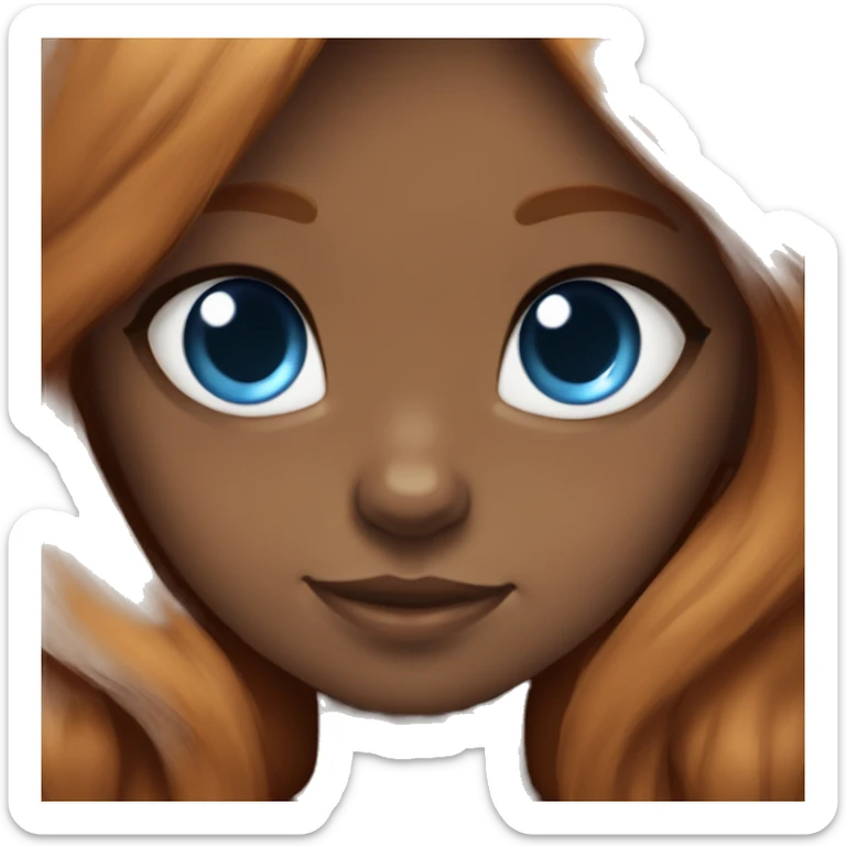 Cute girl with long ginger hair and blue eyes Holds in her arms Black Maine coon sticker