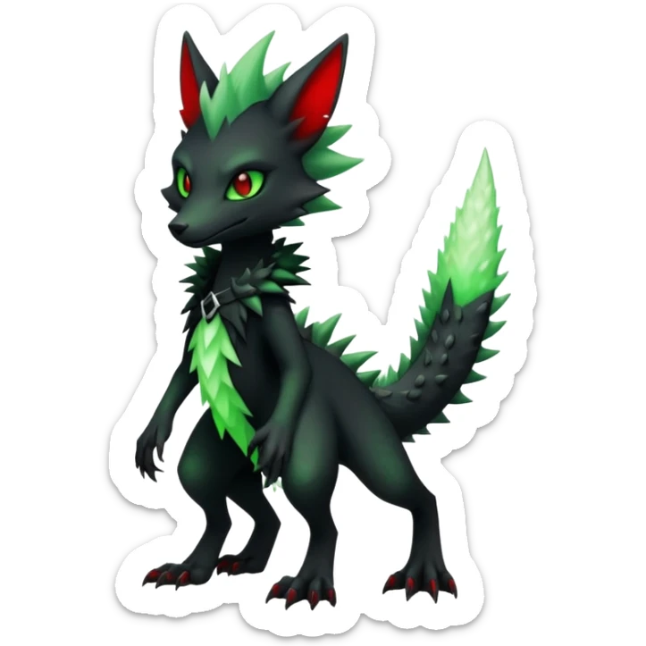 Kawaii Cute Edgy Black Green Red ethereal Fionbri-Vernid-Sergal full body sticker