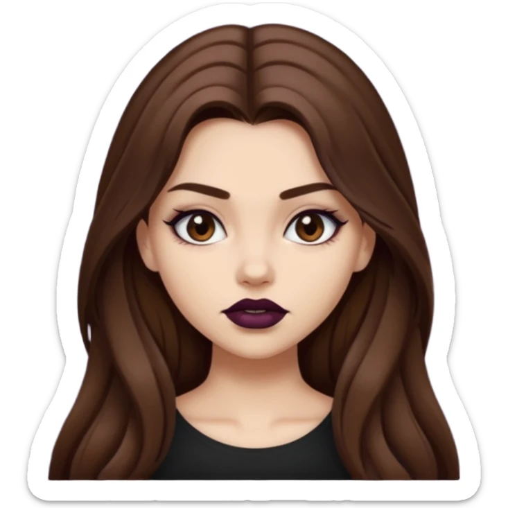 a pretty bratz fair girl with brown long hair styled well, looking like a baddie sticker