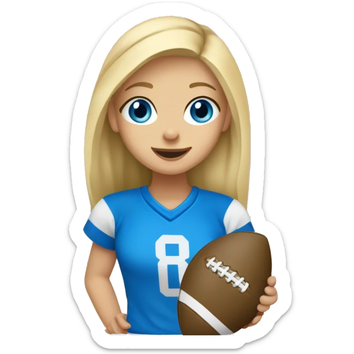 blonde hair blue eye girl playing flag football sticker