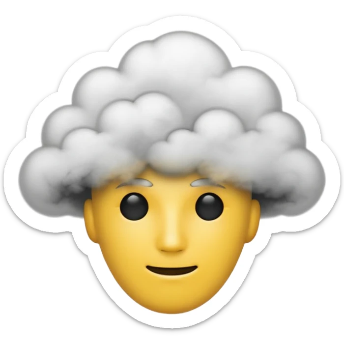 Minimalist emoji-style sticker of a faceless head surrounded by smoke. No facial features. Grayscale tones, soft outline.
 sticker