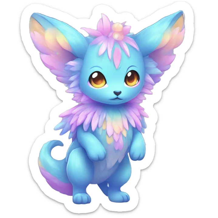 Shiny Shy Cool Colorful Pastel beautiful fantasy Kawaii Ethereal Sona Fakemon-animal Full Body sticker