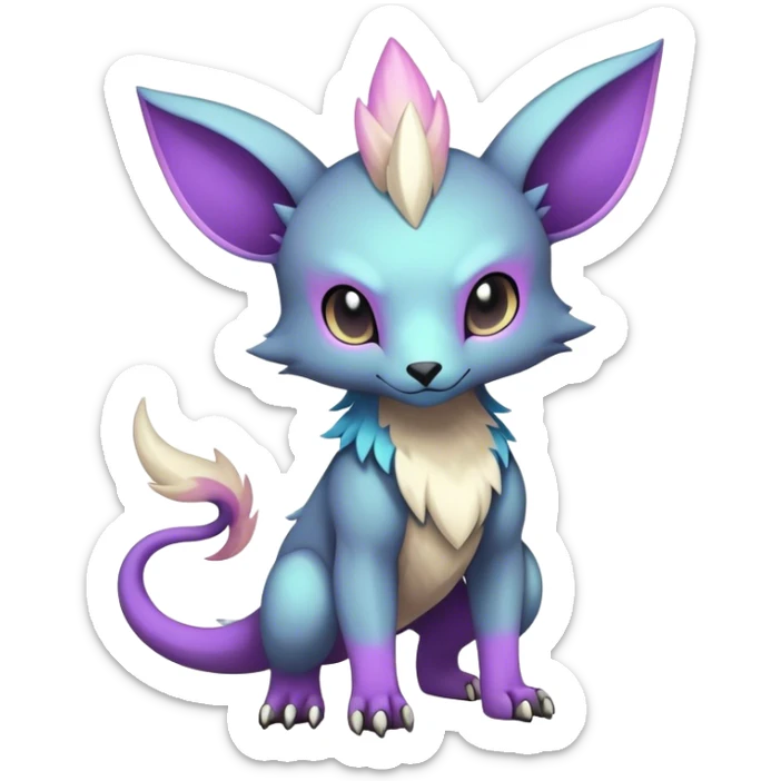 cool colorful dark pastel edgy fantasy animal hybrid Fakemon full body sticker