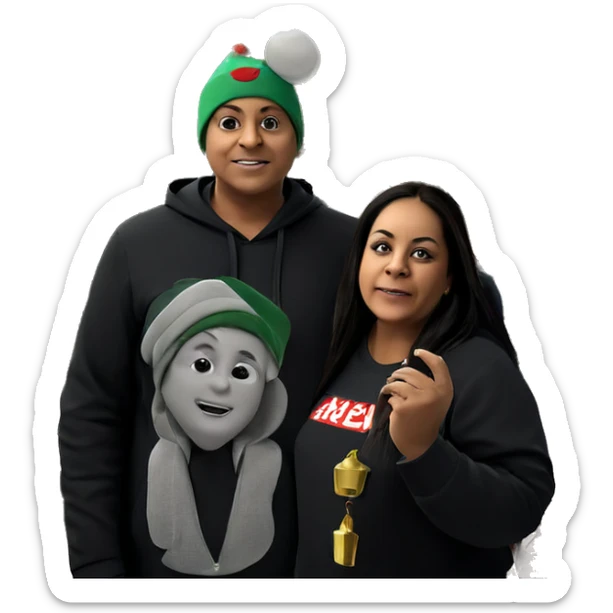 boy with christmas tree hat sticker